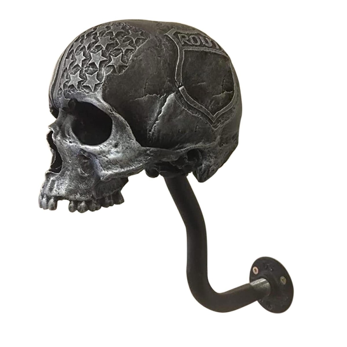 MOTORCYCLE HELMET HOLDER AND HANGER Skull Facete WITH STORAGE SPACE