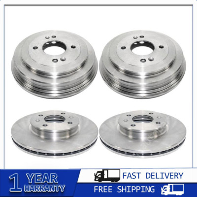 Front + Rear Brake Rotorss & Drums 4 PCS For Kia Rio 2007