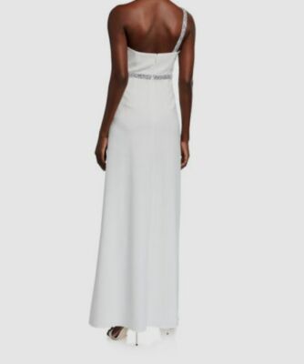 aidan mattox white beaded dress Aidan by Aidan Mattox Long Formal Beaded Chiffon Gown main image 1
