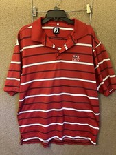 FootJoy Polo Shirt Mens XL Red White Striped Golf Performance Casual Outdoors