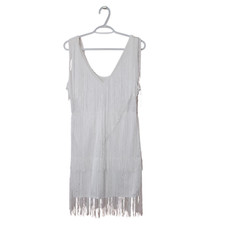 Women's Fun V Neck Side Zipper Party Tassle Short Dress Size M FREE SHIPPING