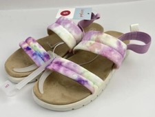 Cat  Jack Youth Girls Hazel Slip-On Pull-On Footbed Sandals Tie-Dye Purple Sz 5