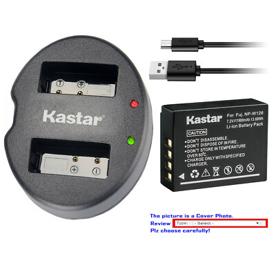 Kastar Battery Dual USB Charger for Fujifilm NP-W126 BC-W126 & Fujifilm X-A10