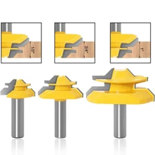 3Pcs 45° Lock Miter Joint Router Bit Set 1/2" Shank Woodworking Milling Cutter