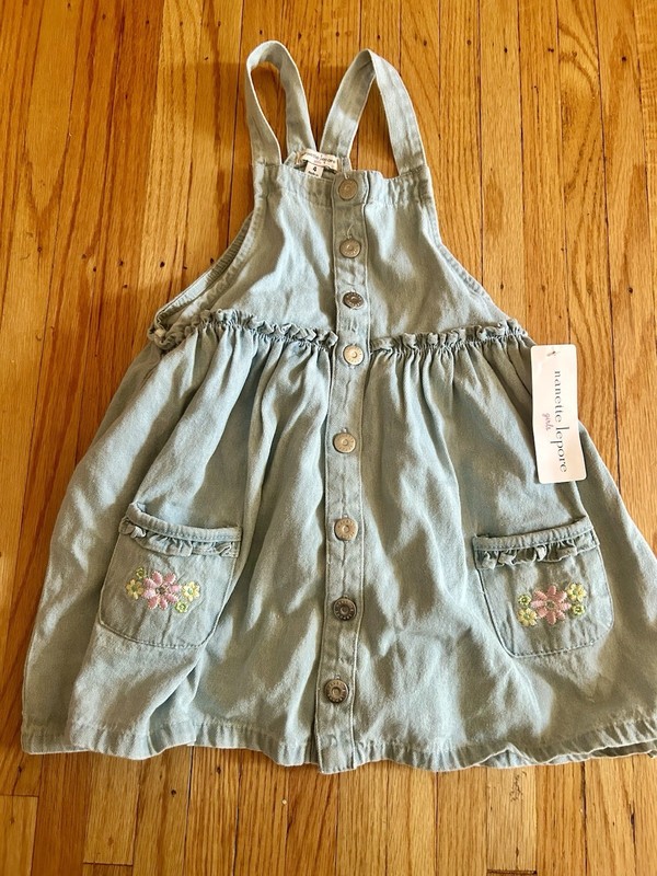 NWT Nanette Lepore Chambray Denim Dress Embroidered Floral Button Front