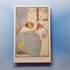 Artist Signed Postcard 1910 Agnes Richardson Candle Stick Bed Time Children