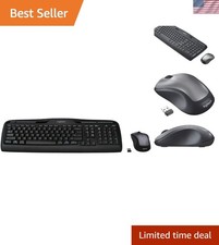 Quiet Wireless Keyboard-Mouse Combo - Long Battery Life Stylish Black/Silver