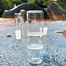 5.5" 14MM Glass Ash Catcher Recycler Double Honeycombs Bubbler for Glass Bong