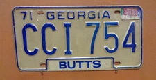 1971 Georgia License Plate..