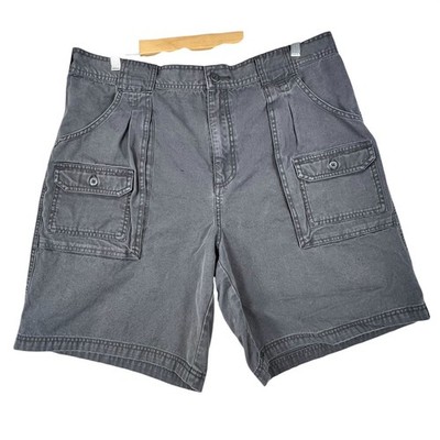 Cabelas Mens Gray Cargo Shorts Size 38 Pockets Hiking Camping Outdoor Cotton