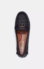 Coach Mona Driver Loafer Women  s Shoes Black Gray Signature Jacq Leather Slip on