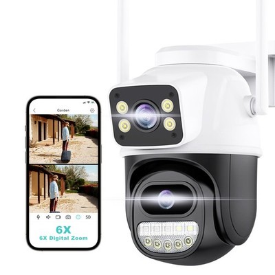 Security Camera Outdoor 2.4G WiFi PTZ Outdoor Camera Dual Lens Home Security