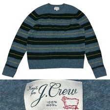 J. CREW Brushed Wool Sweater Striped Heather Coast Pine Needle Men s Size Large