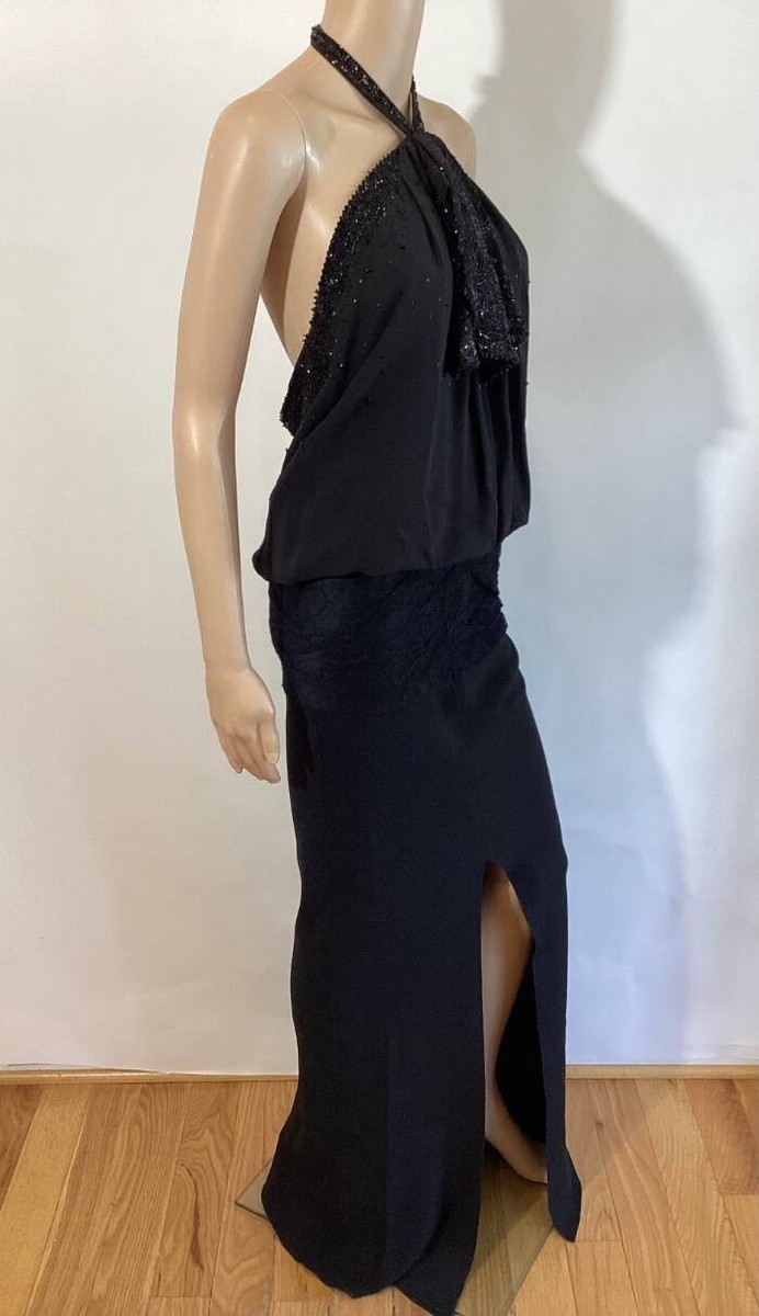 CHRISTIAN DIOR BY JOHN GALLIANO 2003 BEADED SILK HALTER GOWN SZ 6
