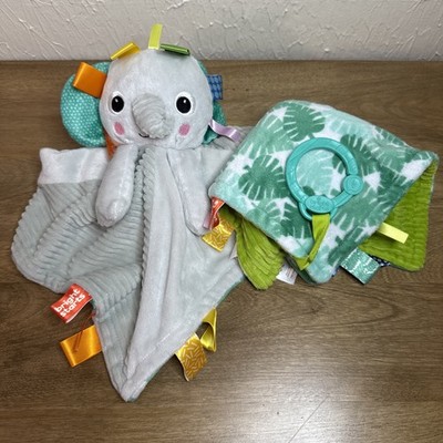 Lot 2 Bright Starts Taggies Gray Elephant 13'' Lovey And Bright Starts Taggie