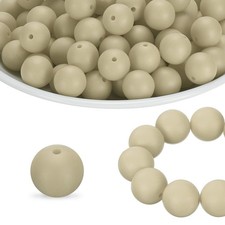 180Pcs Silicone Beads 9mm Round Rubber Focal Beads Bulk, Smoky Yellow