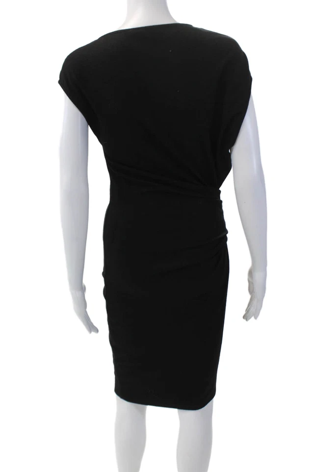 Helmut Lang Womens Wool Drape Neck Sleeveless Shift Dress Black Size P - Image 3 of 4
