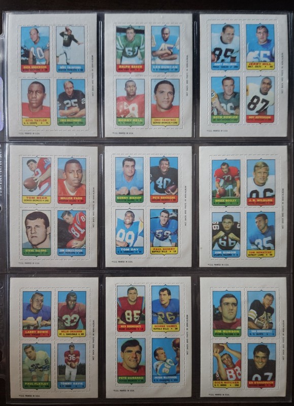 1969 TOPPS FOOTBALL FOUR-IN-ONES COMPLETE SET OF 66 - NO CREASES - CENTERED