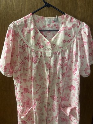 BASIC EDITIONS WOMEN SIZE M SNAP FRONT HOUSE DRESS MUU MUU ROBE