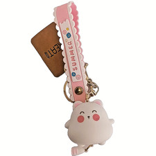 Stylish Pink Cat Keychain Portable Accessory Cat Keyring Bag Charm for Daily