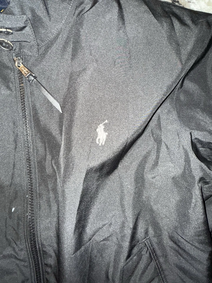 Chaqueta cortavientos Polo Ralph Lauren Bi-Swing Pony cremallera completa negra, mediana para hombre Foto 2 de 4