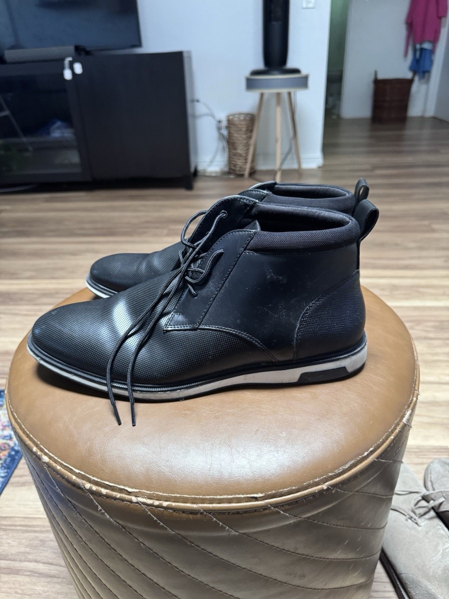 Men\'s ALDO Chukka Black Leather Leather Dress Boots - Classic Lace-Up Size 10.5 Ferro Aldo Men main image 3