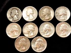 Lot of 10 - Washington Silver Quarters Circulated -  1936-1964 - P&D   A67