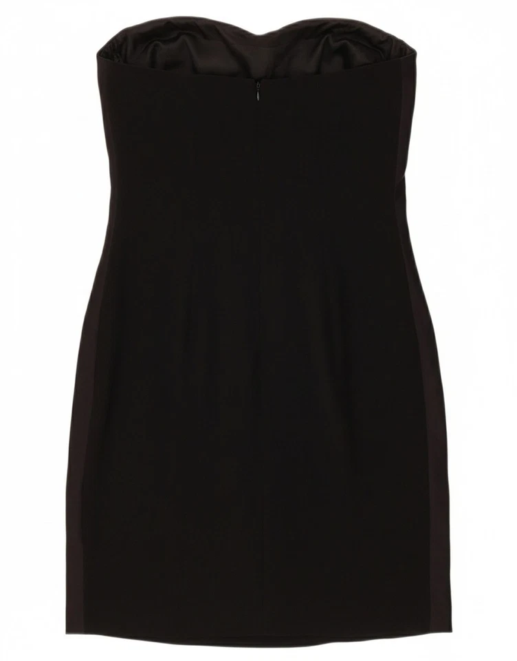 Vestido ceñido al cuerpo sin tirantes Ralph Lauren para mujer EE. UU. 10 grande negro acetato DS04 Foto 2 de 4