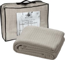 100 Combed Cotton King Blanket   90 X 108 Inch   Soft Warm Throw   Sand Grey
