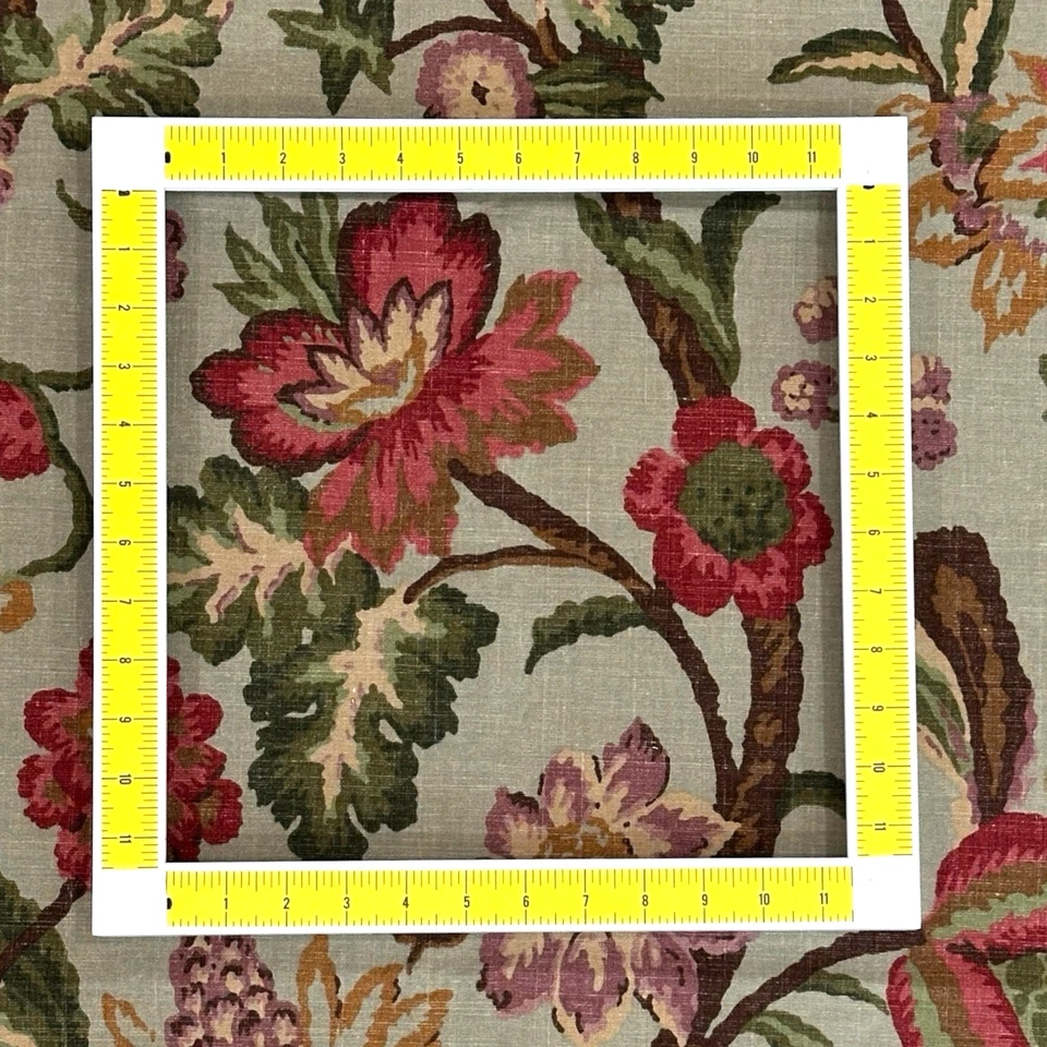 Thibaut Wenzel Floral Fabric Sage Green Large Flowers Jacobean Vine 45"L x 25"W - Image 2 of 4