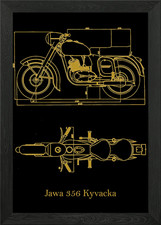 Jawa 356 Kyvacka 1956 gold gerahmtes Wandbild Poster Leinwanddruck Bild