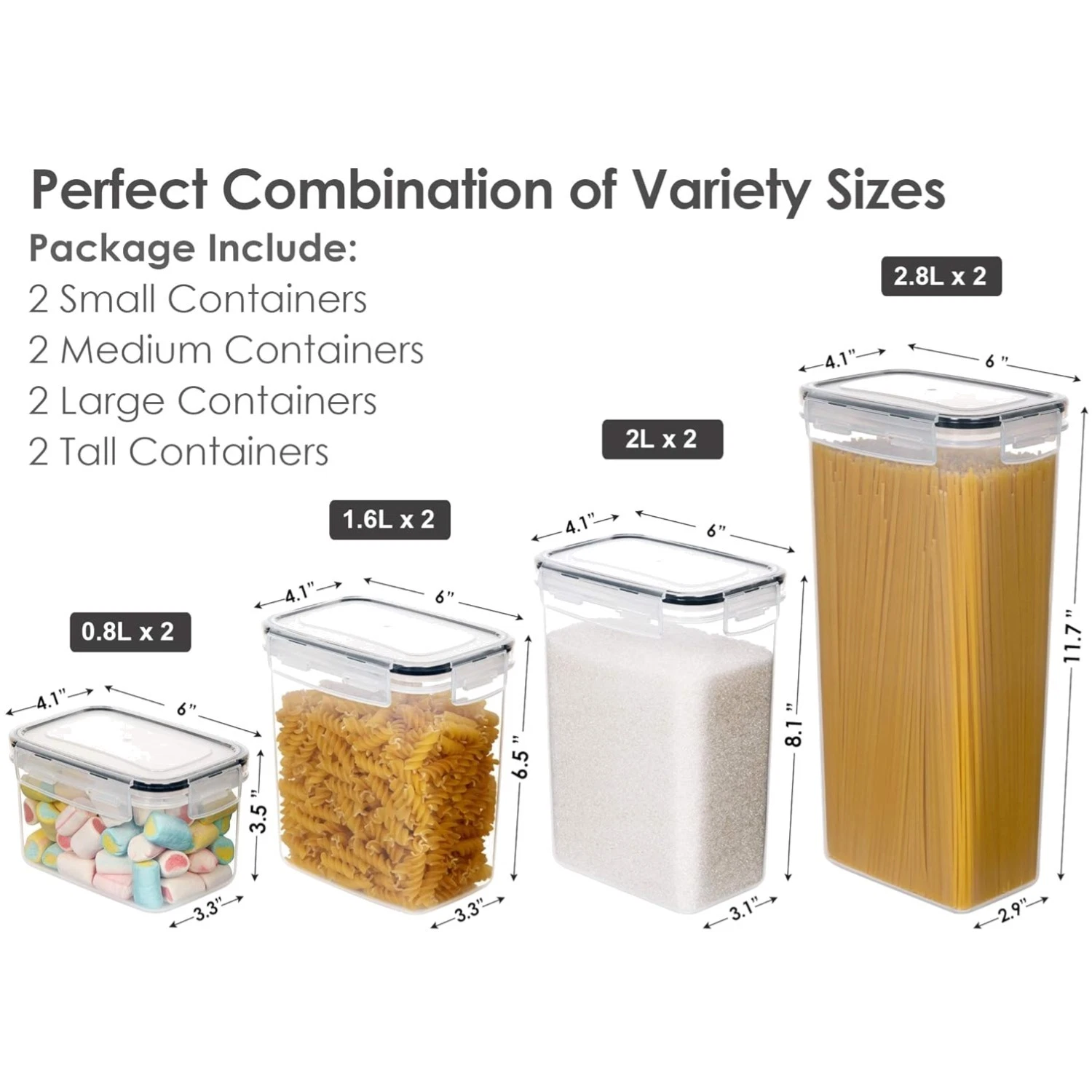 Stackable Food Containers with Airtight Lids - 8 Pcs