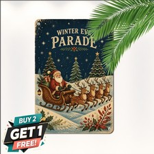 Classic Holiday Santa Tin Sign Vintage Christmas Wall Decor Metal Plaque 8x12