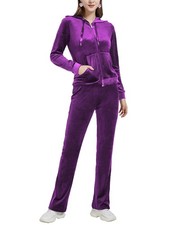 Womens Sweatsuits Set Velour Tracksuit 2 Piece Outfits Set Zip Up Hoodies and...