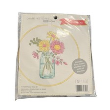 Dimensions Cross Stitch Kit Flower Mason Jar Hoop Floral Yellow Pink Farmhouse