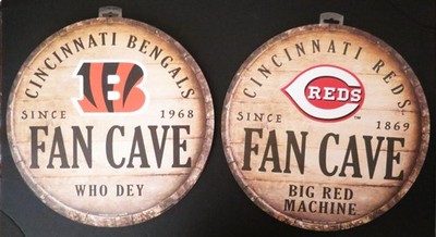 TWO (2) CINCINNATI MANCAVE CLASSIC HARD WOOD SIGNS FROM WINCRAFT