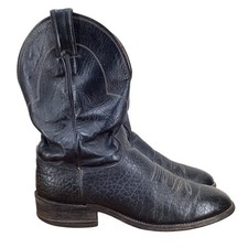 Vintage 1980's Justin Black Leather Cowboy Boots Mens 9.5 D 9584 Made in USA