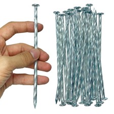 Artificial Turf Stakes Galvanized Spiral Landscape Spikes 6IN 6IN, silver 