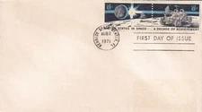 STAMP US SCOTT 1435b "Astronauts in Lunar Rover" 8 CENT 1971 PAIR FDC - M