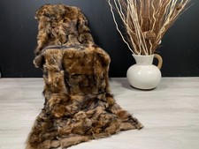 Genuine Sheepskin Patchwork Rug / Throw Natural Brown Mixed Fur Soft Warm