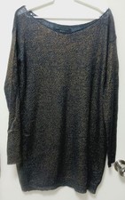Marc By Marc Jacobs Mohair Wool Blend L/S Glitter Knit Tunic Dress Navy XS