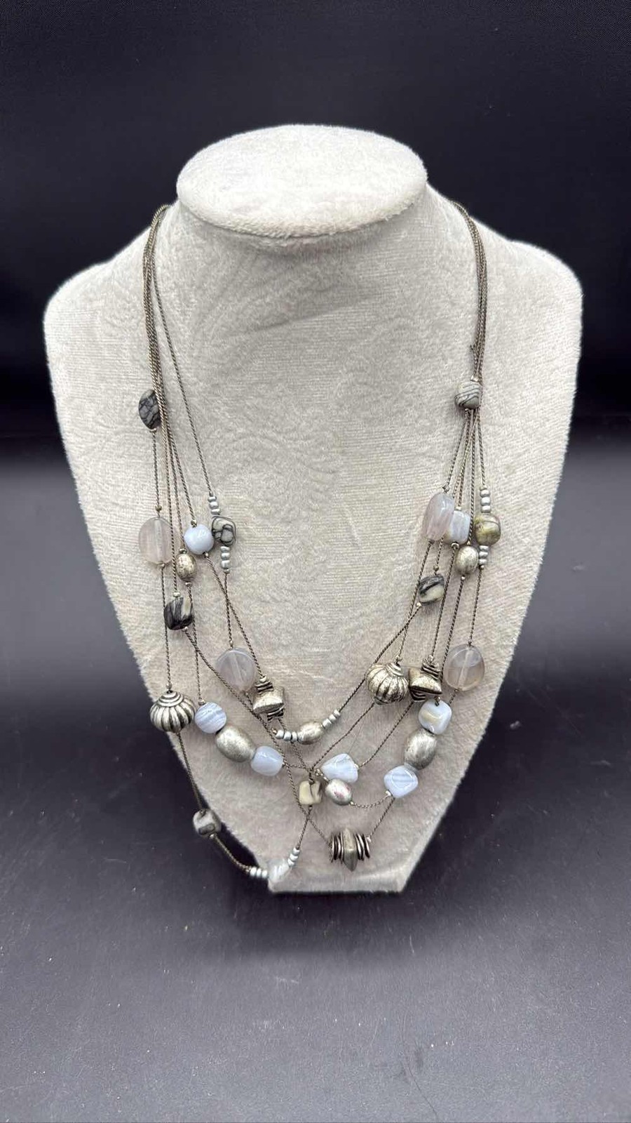 Chico's Multi-Strand Silver Tone Statement Neckla… - image 1