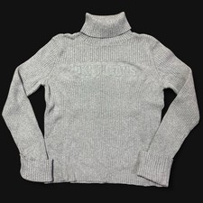 Vintage Y2K DKNY Jeans Turtleneck Ribbed Knit Sweater Grey XL