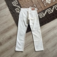 Levi  s 501 Vintage 90s USA Made Button Fly White Denim Jeans W32