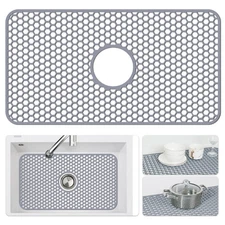 Best Silicone Sink Mat - Protectors for Kitchen with Center Drain 26"x 14" Grid