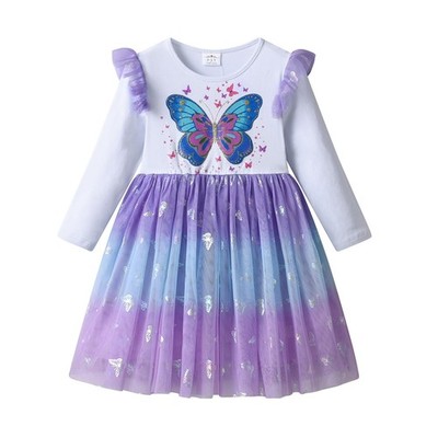 Mädchen Kleider Einhorn Kleid Kinder Kleidung Kleid Langarm Tüll