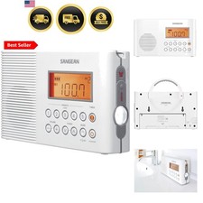 H201 Shower Radio AM/FM Waterproof, Weather Alert Radio, White
