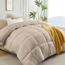 Down Alternative Comforter King Size Duvet Insert Tabs Beige 106x90 Inch