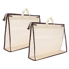 Powder handbag bags, 2 pcs transparent bag L size, beige