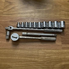 SK Tools USA 14 Pc SAE Socket Set 3/8" Dr 12 Pt 5/16” - 7/8" Ratchet Ext Etc S-K